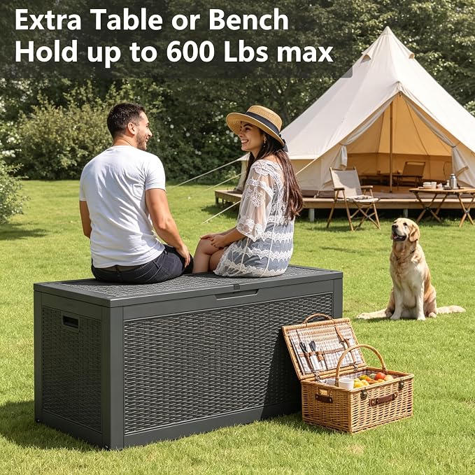 100 Gal Outdoor Storage Box Waterproof Lockable,Deck Box,Gas Lift,Black | Waterproof Resin Deck Box, Lockable Gas Lift Outdoor Box Storage for Patio Cushions, Garden Tools, Pool Supplies