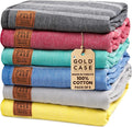 Gold CASE LYCIA Turkish Beach Towel Set of 6 – 100% Cotton Turkish Beach Towels Bulk 70 x 38'' – LYCIA Oversized, Quick Dry & Sand Free Beach Towel – Lightweight Towels Set in Multi Color Tones