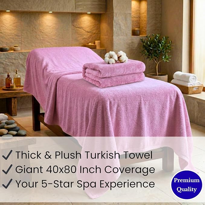 SALBAKOS Luxury 100% Turkish Cotton Bath Sheet 40x80 (1-Piece, Rose Pink) | Extra Large Jumbo Oversized Bathroom and Beach Towel, Super Soft Highly Absorbent Thick Premium Hotel Quality, Made in Turkey