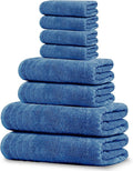 Tens Towels 8 Piece Towel Set, 2 XL Bath, 2 Hand, 4 Washcloth, Blue | 100% Cotton, Lighter Weight, Quicker to Dry, Super Absorbent, Perfect for Bathroom