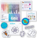 A Brighter Year Large Color The Cosmos Scorpio Bundle - Adult Mini Coloring Book (3" x 3" - 50 Pages), Post It Notes (50-3” x 3”), Stickers, & Gel Pens - Stress Relief, Mindfulness, Gift, Travel