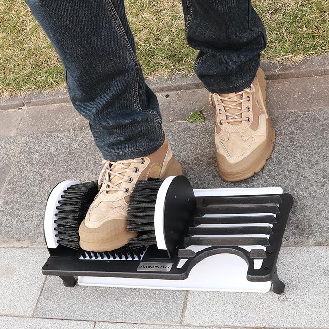 Heavy Duty Boot Scraper Brush with Removable Tray - Adjustable Extra Wide Shoe Scrubber for Indoor & Outdoor - Mud, Dirt & Snow Cleaner for Garage, Garden & Farm