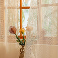 Sutuo Home Beige Boho Lace Curtains 84 inches Long,Crochet Macrame Bohemian Drape Farmhouse Vintage Chic Tassels,Cream Sheer Window Curtains for Living Room&Bedroom Decor Rod Pocket, 2 Panels 50" W