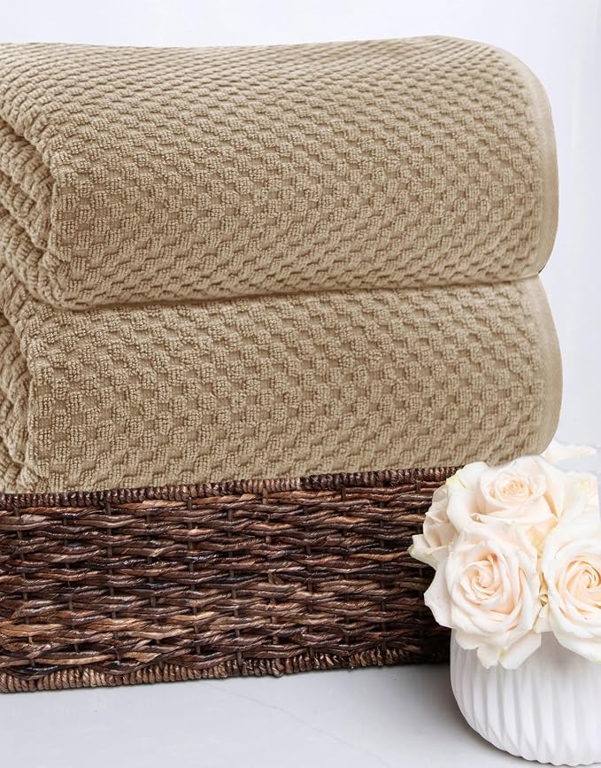 COTTON CRAFT Euro Spa Waffle Weave Bath Sheet - Set of 2 Linen Towel Sheets | Pure 100% Ringspun Cotton Oversized Luxurious Towel Set - Soft Plush Super Absorbent Low Lint Quick Dry - 35 x 70 inches