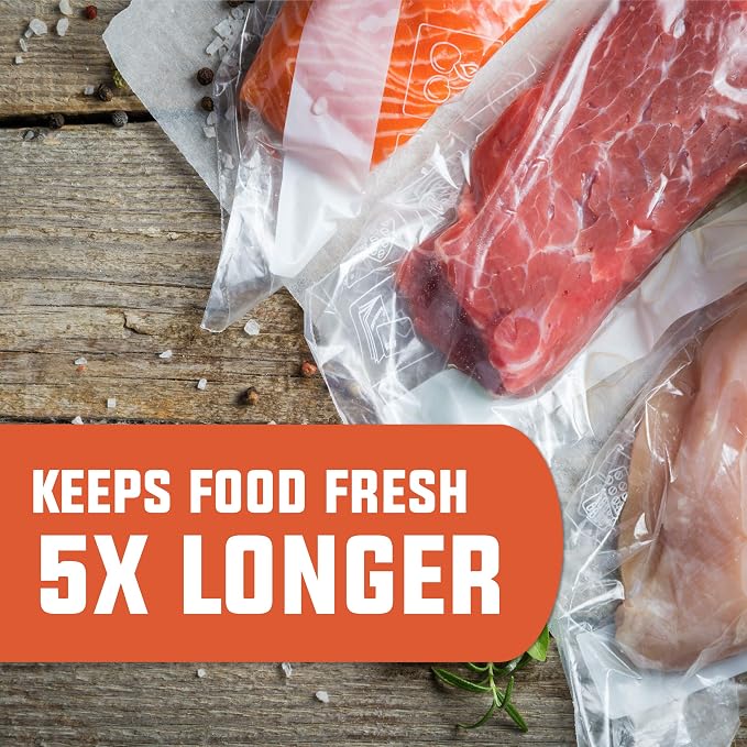 8” x 12” Pre-Cut Vacuum Bags – 100 Quart Bags for Food Preservation – BPA-Free Vacuum Sealer Bags, Microwave, Freezer and Boil Safe, Compatible with any Vacuum Sealer Machine