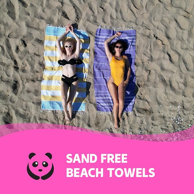 HAVLULAND Turkish Beach Towel, Set of 6, Oversized 72"L x 40"W, 100% Cotton | Sand-Free, Quick-Dry, Lightweight, Absorbent, Reversible, Towels Ideal for the Beach, Pool, Bath, Travel, Yoga, Gym, and Spa
