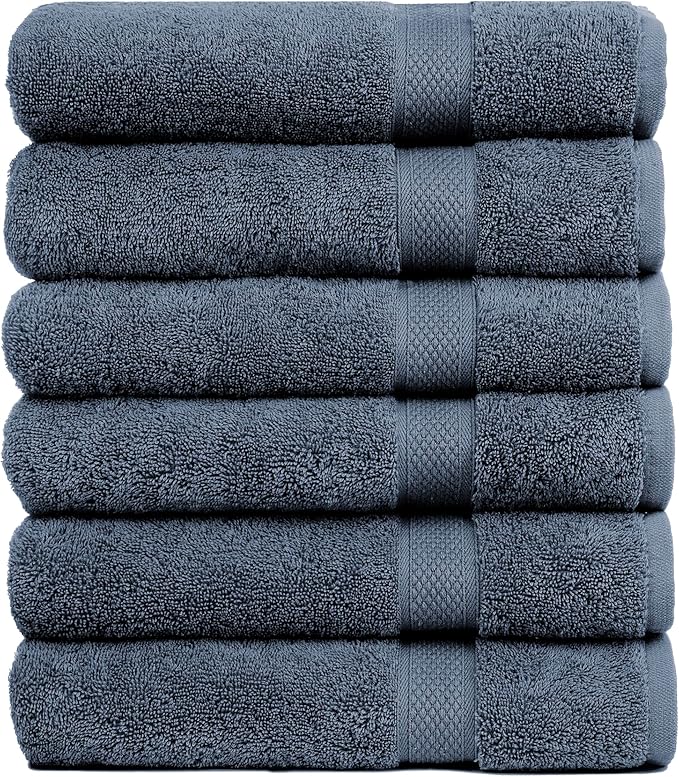 Pleasant Home Bath Towels Set of 6 (24” x 50”) 100% Cotton, 515 GSM | Lightweight, Soft & Highly Absorbent Luxury Towels for Bathroom | for Gym, Pool & Spa | 6 Pack, Navy