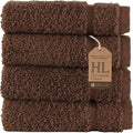 Washcloth Linen Set Premium Original Turkish Cotton, Hotel Quality for Maximum Softness & Absorbency for Face, Hand, Kitchen & Cleaning (Brown, Washcloth Set)