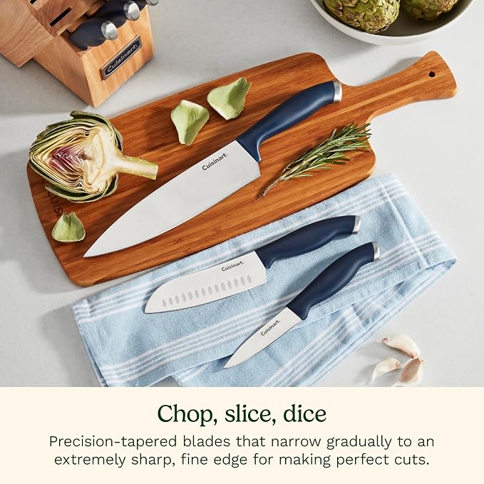 Cuisinart C77SSN-12P Color Pro Collection 12 Piece Knife Block Set, Navy