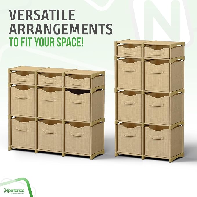 Cube Storage Organizer with 9 Storage Bins Included – Storage Cubes for Home Organization, Toy Storage, Office Storage, Living Room Storage, and General Storage Solution (Beige)