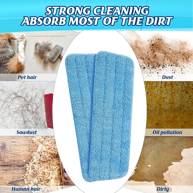 60 Pack Microfiber Mop Pads Machine Washable Cleaning Flat Mop Head Replacement Reusable Household Pads for Hardwood and Hard Surface Floor Cleaning and Scrubbing