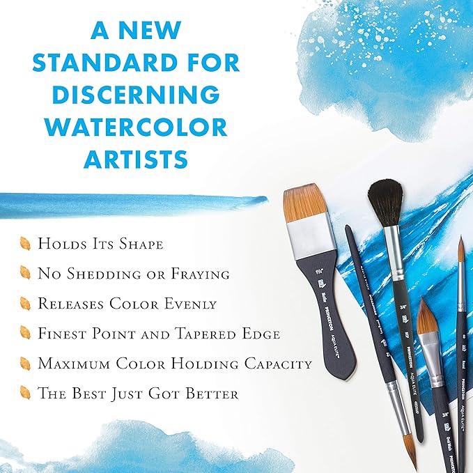 Princeton Aqua Elite, Series 4850, Synthetic Kolinsky Watercolor Paint Brush,Stroke, 3/4 Inch