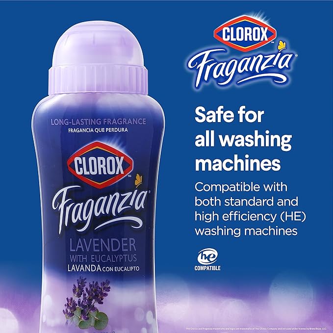 Clorox Fraganzia Laundry Scent Booster Crystals In-Wash Fragrance Beads Fresh-Smelling Clothes and Linens Safe for All Fabrics and Colors Lavender with Eucalyptus 18 OZ 2 Pack Twin Pack Value