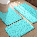 YIHOUSE Bathroom Rugs Set 3 Piece, Memory Foam Bath Mat Teal | Ultra Soft, Absorbent, Non-Slip, Machine Washable, for Bathroom, Sink and Toilet