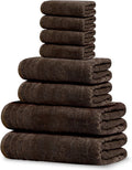 Tens Towels 8 Piece Towel Set, 2 XL Bath, 2 Hand, 4 Washcloth, Brown | 100% Cotton, Lighter Weight, Quicker to Dry, Super Absorbent, Perfect for Bathroom