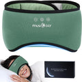 MUSICOZY Sleep Mask with Bluetooth Headphones, Bamboo Cotton Extended Sleep Headphones for Side Sleepers, Bluetooth Eye Mask for Sleeping, Wireless Earphones with HD Stereo Speakers (Dark Green)