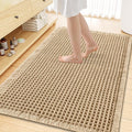 Smiry Waffle Bath Mat 59x35, Extra Soft Absorbent Bathroom Rugs, Non Slip Machine Washable Quick Dry Bath Rugs for Bathroom Floor, Tub, Shower, Home Decor Accessories, Brown