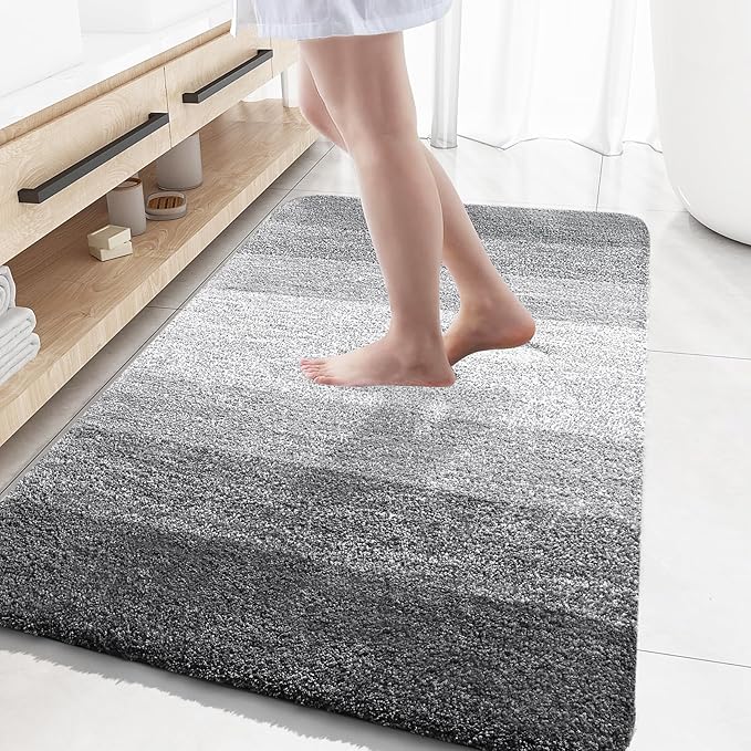 OLANLY Large Bathroom Rugs Mat 59x35, Extra Soft Absorbent Microfiber Bath Rugs, Rubber Backing, Quick Dry, Machine Washable Bath Mats for Bathroom Floor, Tub and Shower, Home Decor Accessories, Grey