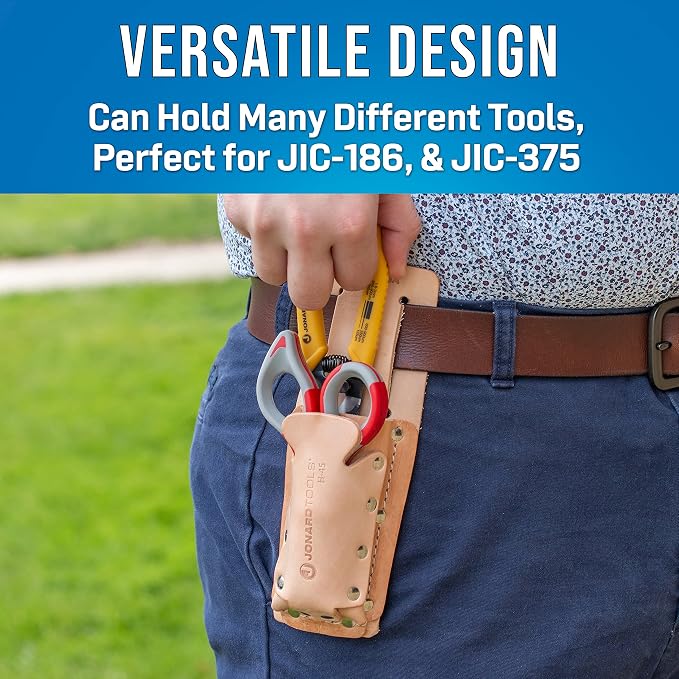 Jonard Tools H-45 Leather 2 Pocket Tool Belt Pouch for Scissors, Pliers, Wire Strippers, and More