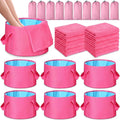 FillTouch 12 Set/ 24 Pcs 15L Foldable Foot Soaking Tub Kit Portable Foot Bath Tub for Soaking Feet with Towel and Storage Bag Soak Spa Bucket for Travel Camping (Rose Red)
