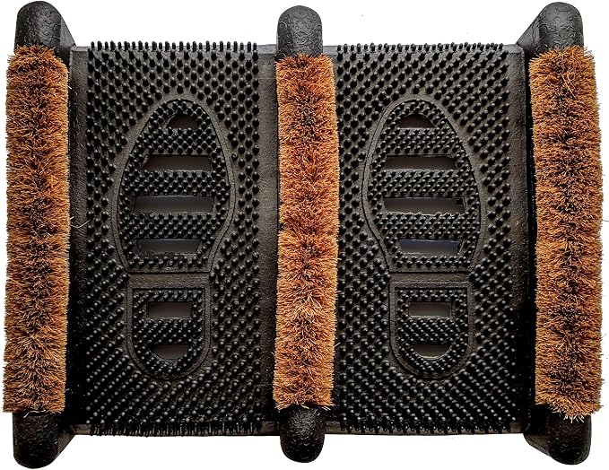 NINAMAR Mud Scrubber Rubber Brush Mat - Scrub & Scrape Muddy Shoes - 2 Pack