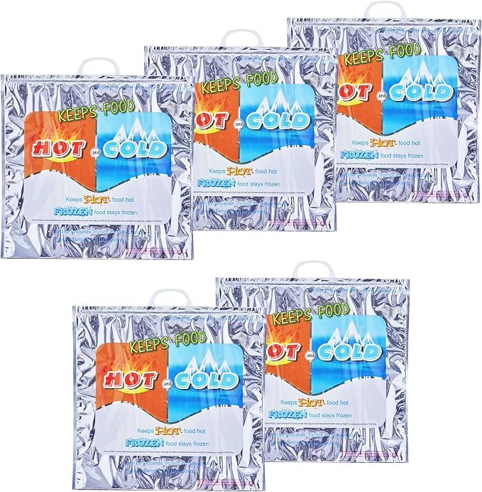 Superio Hot and Cold Insulated Bags for Food Delivery, Grocery Shopping Bags, Food Storage for Hot and Frozen Food for Travel, Disposable Cooler Bag, Reinforced Thermal Lunch Bag (5, 20" x 19")