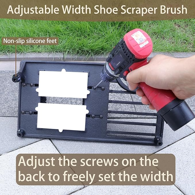 Heavy Duty Boot Scraper Brush with Removable Tray - Adjustable Extra Wide Shoe Scrubber for Indoor & Outdoor - Mud, Dirt & Snow Cleaner for Garage, Garden & Farm