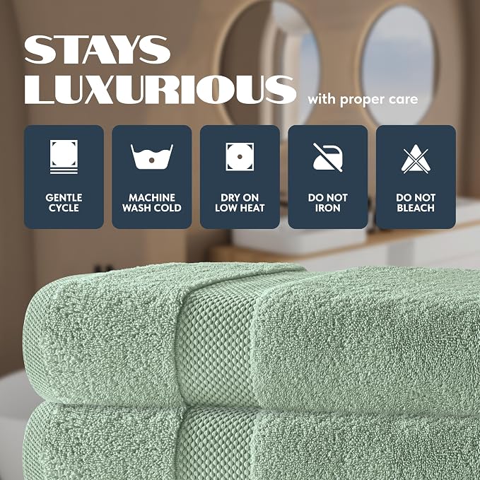 White Classic Luxury Bath Towels Set of 4 Large - 700 GSM Cotton Ultra Soft Bath Towels 27x54 | Highly Absorbent and Quick Dry | Hotel Towels for Bathroom Luxury, Plush Mint Green