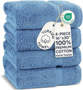 Chakir Turkish Linens 4 Piece Hand Towels, 100% Cotton Turkish Towels for Bathroom, Luxury Soft Absorbent Hand Towel Set, 16 x 30 Inches, Wedgewood