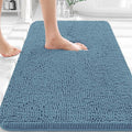 OLANLY Bathroom Rugs 32x20, Extra Soft Absorbent Chenille Bath Rugs, Rubber Backing Quick Dry, Machine Washable Bath Mats for Bathroom Floor, Tub and Shower, Home Decor Accessories, Airy Blue