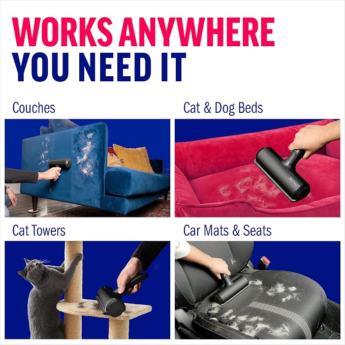 Chom Chom Roller Pet Hair Remover and Reusable Lint Roller, Black ChomChom Roller + Mini Roller, Cat and Dog Fur Hair Remover for Furniture, Couch, Carpet, Clothing and Bedding, Portable for Travel