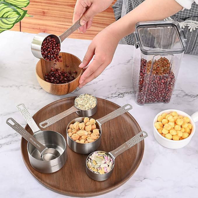 Measuring Cups and Spoons Set of 14, 18/8 Stainless Steel Measuring Cups Spoons Set, 6 Measure Cups and 7 Measure Spoons with Leveler