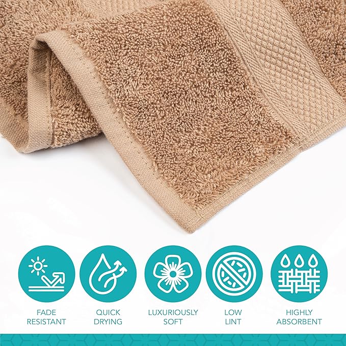 Pleasant Home Bath Towels Set of 6 (24” x 50”) 100% Cotton, 515 GSM | Lightweight, Soft & Highly Absorbent Luxury Towels for Bathroom | for Gym, Pool & Spa | 6 Pack, Mocha