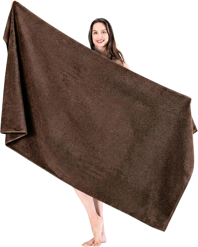 SALBAKOS 100% Turkish Cotton Bath Sheet 40x80 (1-Piece, Chocolate Brown) | Extra Large Jumbo Oversized Bathroom and Beach Towel, Super Soft Highly Absorbent Thick Premium Hotel Quality, Made in Turkey