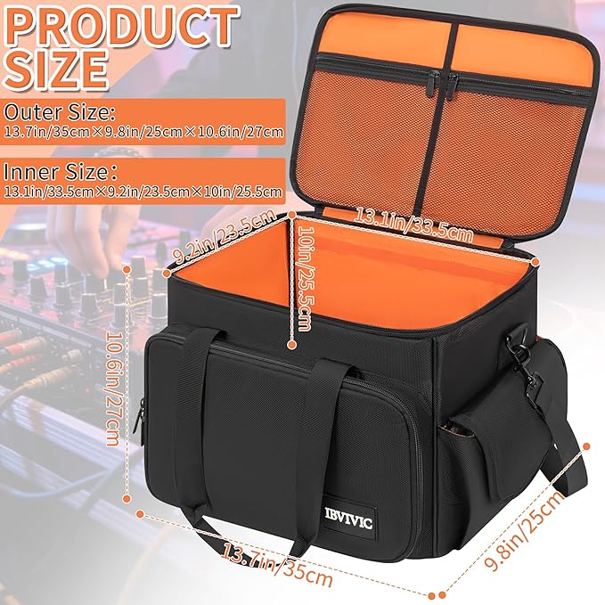 IBVIVIC DJ Cable File Bag with 6 Detachable Dividers High Capacity Gig Cable Bag for Cords,DJ Gear,Sound Instrument and Accessories