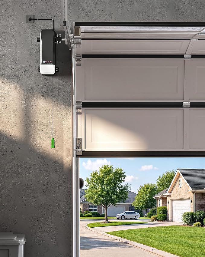 ZUMI Automatic Garage Door Opener, Wall-Mounted Garage Opener with Manual Backup Infrared Sensors, Heavy-Duty Smart Garage Entry Device Access Unit for Garage Door Opening & Closing