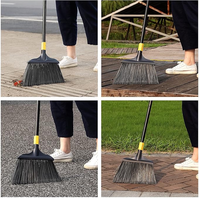 Yocada Commercial Broom Outdoor Indoor Commercial 3 PCS for Courtyard Garage Lobby Mall Market Floor Home Kitchen Room Office Pet Hair Rubbish 54Inch