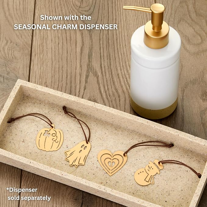 SKL Home Seasonal Charm Set, 4 Metal Holiday Attachments for Seasonal Soap/Lotion Dispenser, Warm Gold