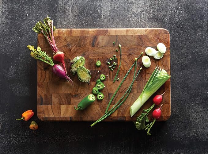 Ironwood Gourmet Acacia Wood Cutting Board With & Without Juice Channel Set | Large Knife Friendly End Grain Cutting Boards | Prep, Chop, Carve & Serve | Ample Cutting Space | Beautiful Acacia Wood
