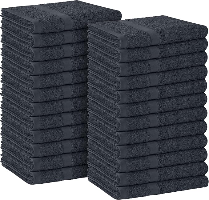 Avalon Towels Salon Towel - Grey Hand Towels Bulk Pack of 24 - 100% Cotton Absorbent Spa, Facial & Gym Towel for Working Out - 16x27 Inches (Not Bleach Proof)