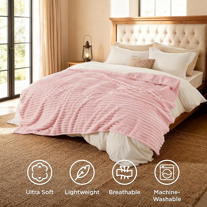 Bedsure GentleSoft Pink Full Blanket for Bed - Cozy Soft Blankets for Women, Cute Large Throws for Girls, Coral Pink, 84x90 Inches