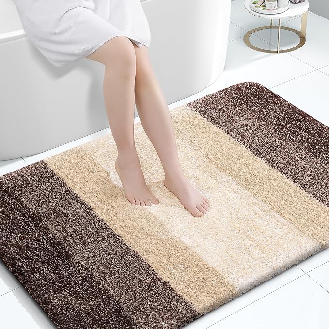 OLANLY Large Bathroom Rugs Mat 44x32, Extra Soft Absorbent Microfiber Bath Rugs, Rubber Backing, Quick Dry, Machine Washable Bath Mats for Bathroom Floor, Tub and Shower, Home Decor Accessories, Brown