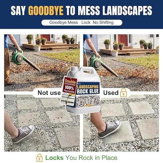 Teexpert Double Concentrated Rock Glue: 2 Gallon Stone Glue for Landscaping Fast-Dry Gravel Binder Long-Lasting Adhesive for Pea Rocks Stabilizer for Landscape Outdoor Yards Garden Patio