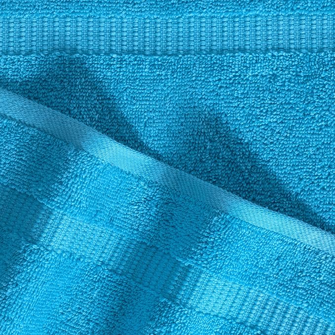 SALBAKOS 12-Piece 100% Turkish Cotton Washcloths and Face Towels, Aqua | 13x13 in Standard Size Small Towel, Multi-use Bathroom & Kitchen, Thick Super Soft Absorbent Durable, Oeko-Tex Made in Turkey
