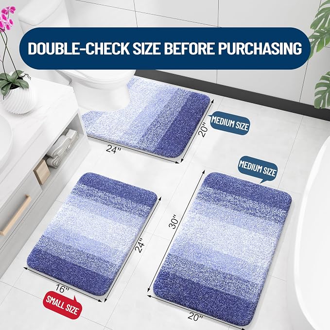 OLANLY Large Bathroom Rugs Mat 45x27, Extra Soft Absorbent Microfiber Bath Rugs, Rubber Backing, Quick Dry, Machine Washable Bath Mats for Bathroom, Tub and Shower, Home Decor Accessories, Blue-Violet