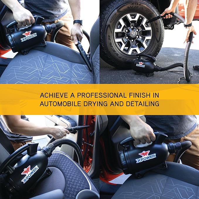 XPOWER A-5 Electric Air Duster for Dusting, Drying, Inflating, Blowing, Vacuuming, Car Detailing, Computer, Leaf Blowing, 100 CFM, 5 Nozzles + 2 Brushes, High Performance Motor, Eco-Friendly