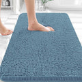 OLANLY Bathroom Rugs 35x24, Extra Soft Absorbent Chenille Bath Rugs, Rubber Backing Quick Dry, Machine Washable Bath Mats for Bathroom Floor, Tub and Shower, Home Decor Accessories, Airy Blue
