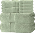 White Classic Luxury Bath Towel Set of 8 Pieces - 100% Turkish Cotton Highly Absorbent Towels for Bathroom, 2 Luxury Bath Towels 700GSM, 2 Hand Towels, 4 Washcloths, Mint Green