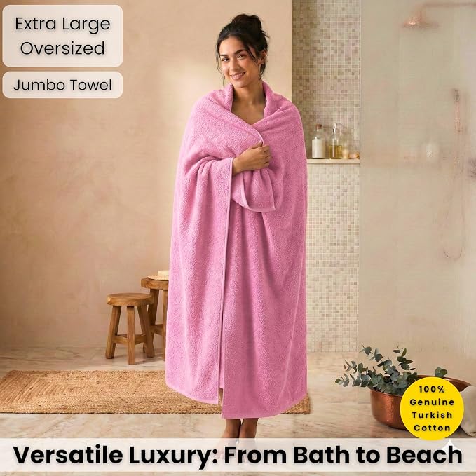 SALBAKOS Luxury 100% Turkish Cotton Bath Sheet 40x80 (1-Piece, Rose Pink) | Extra Large Jumbo Oversized Bathroom and Beach Towel, Super Soft Highly Absorbent Thick Premium Hotel Quality, Made in Turkey