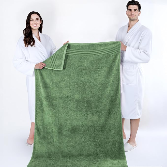 Cotton Paradise 100% Cotton Turkish Towel Set, Soft Absorbent Quick Dry, 2 Piece 35x70 Bath Sheet Set, Sage Green